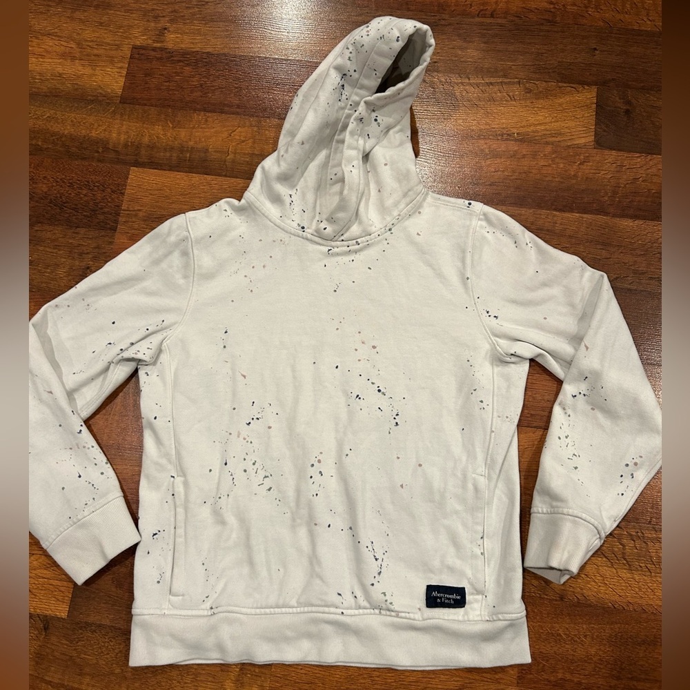 Abercrombie & Fitch Splatter Hoodie Women’s Medium White Colorful